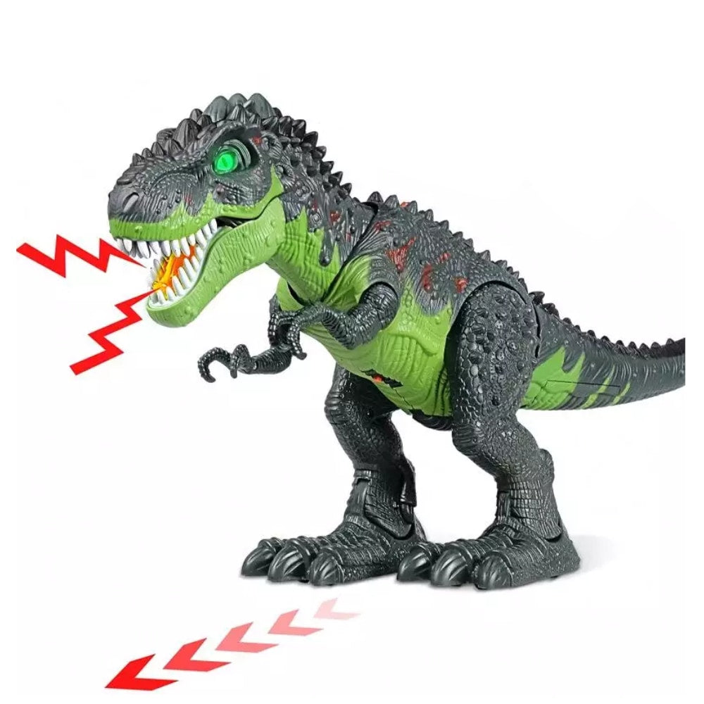 Een vuurspuwende dinosaurus robot