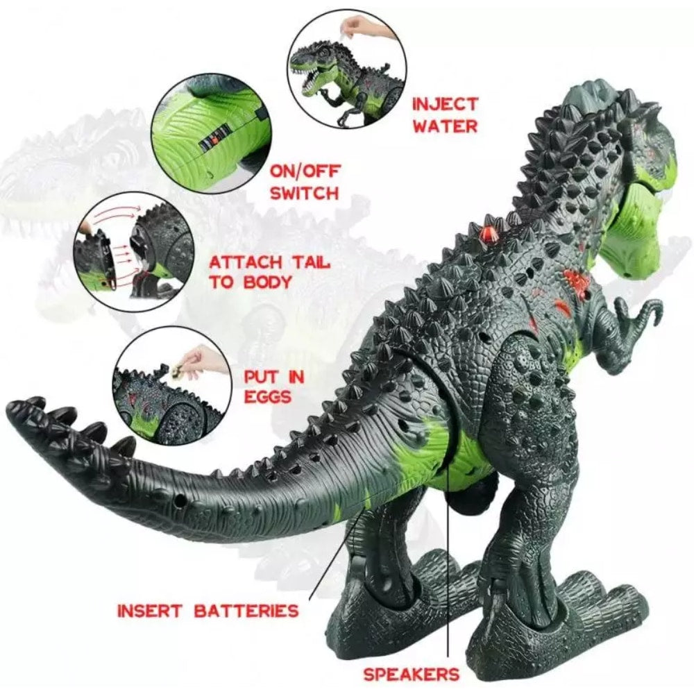 Een vuurspuwende dinosaurus robot