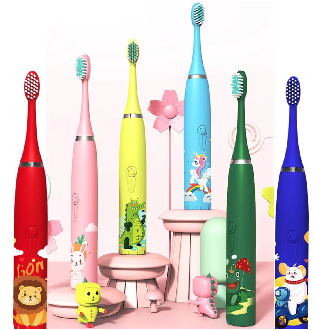 Elektrische kindertandenborstel met ingebouwde timer en 4 extra opzetborstels