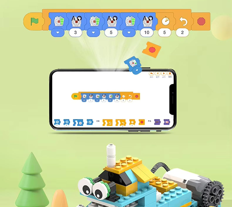 Roboticaset voor toekomstige ingenieurs, 50-in-1 Intelligente doe-het-zelf-blokkenset van 606 bouwstenen met afstandsbediening