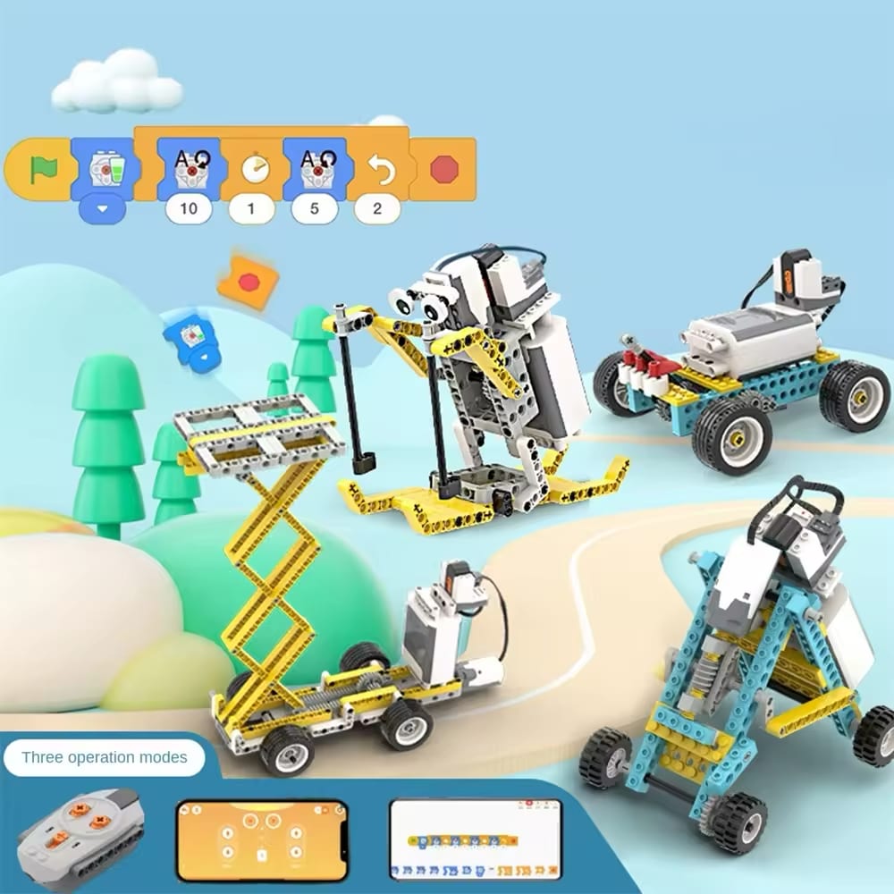 Roboticaset voor toekomstige ingenieurs, 50-in-1 Intelligente doe-het-zelf-blokkenset van 606 bouwstenen met afstandsbediening