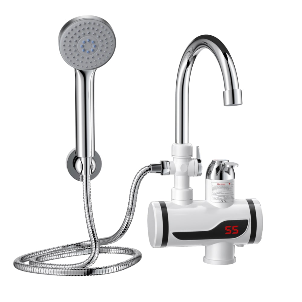 Kraan en douche met ingebouwde verwarming