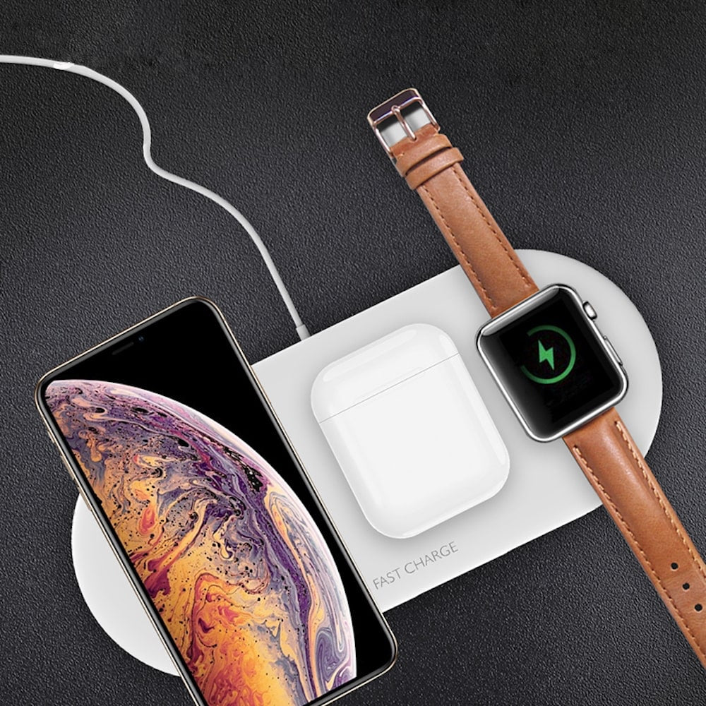 3-in-1 draadloze oplader voor de mobiele telefoon, koptelefoon en horloge