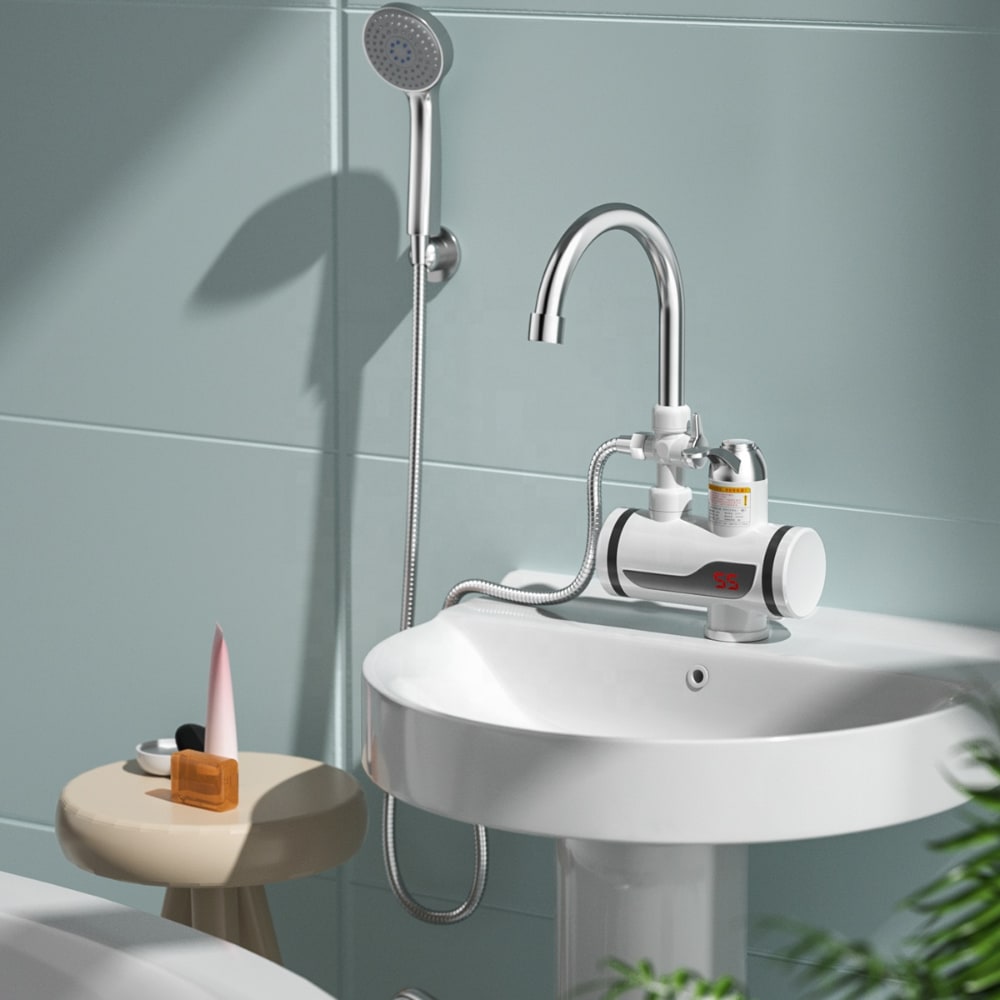 Kraan en douche met ingebouwde verwarming