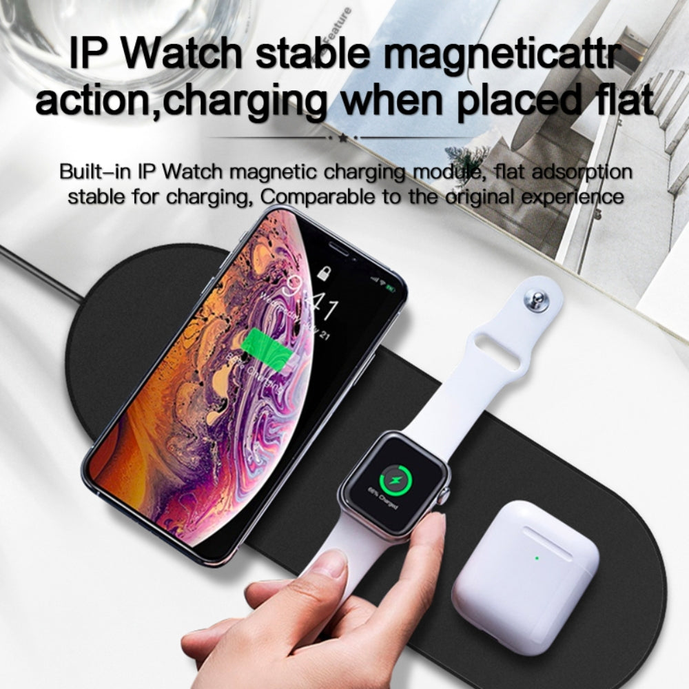 3-in-1 draadloze oplader voor de mobiele telefoon, koptelefoon en horloge