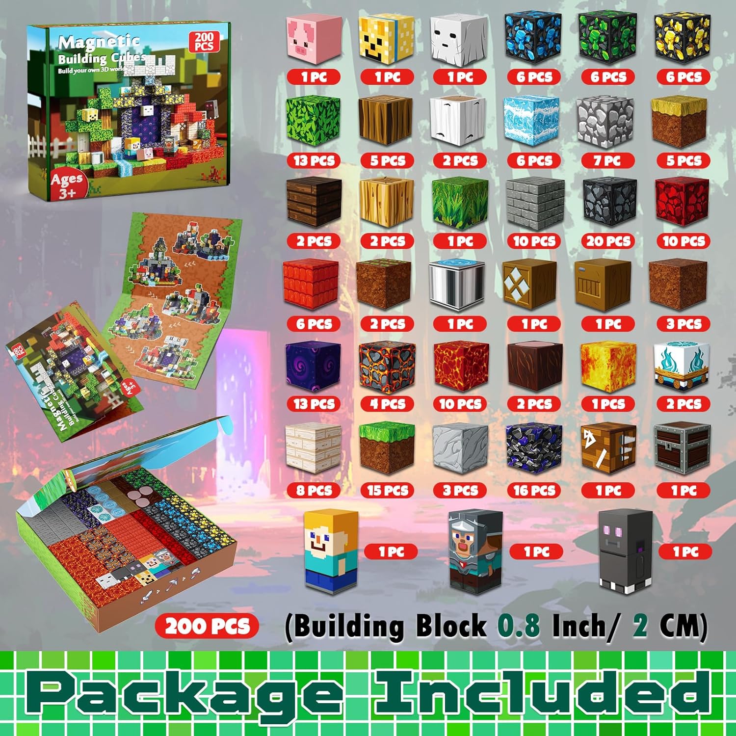 MAGNECRAFT Magnetic Blocks – 200 stuks magnetische bouwblokken STEM-speelgoed voor kinderen vanaf 3 jaar