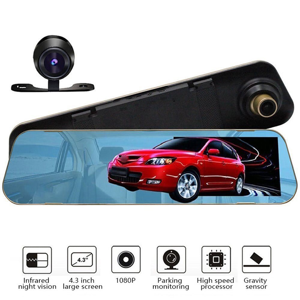 Auto camera achteruitkijkspiegel met 4.3 inch LCD-scherm en recorder