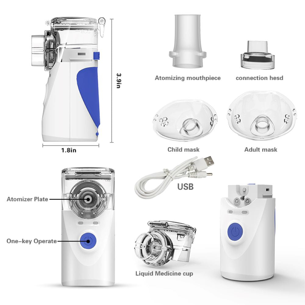 Stille inhalator op batterijen voor baby's, kinderen en volwassenen