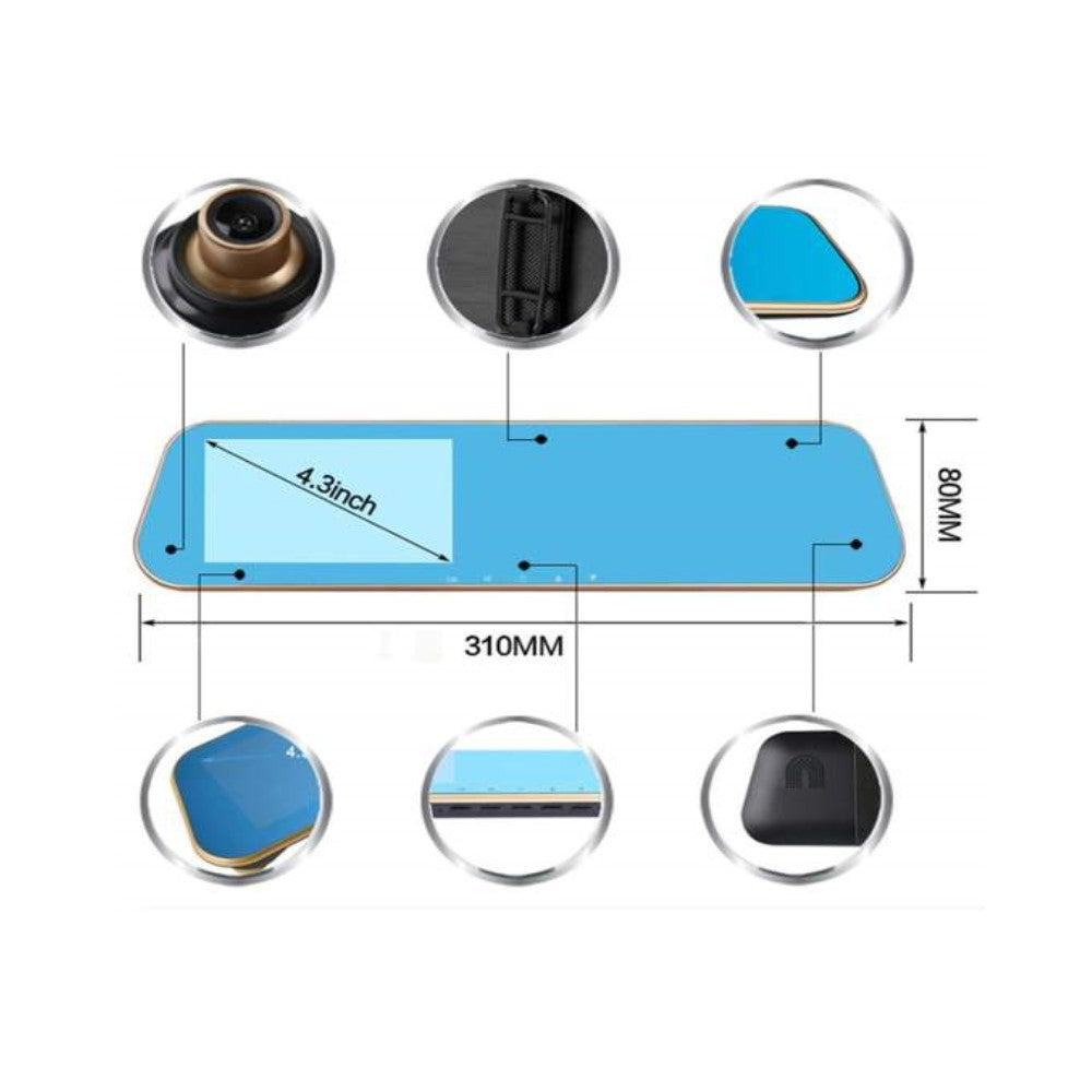 Auto camera achteruitkijkspiegel met 4.3 inch LCD-scherm en recorder