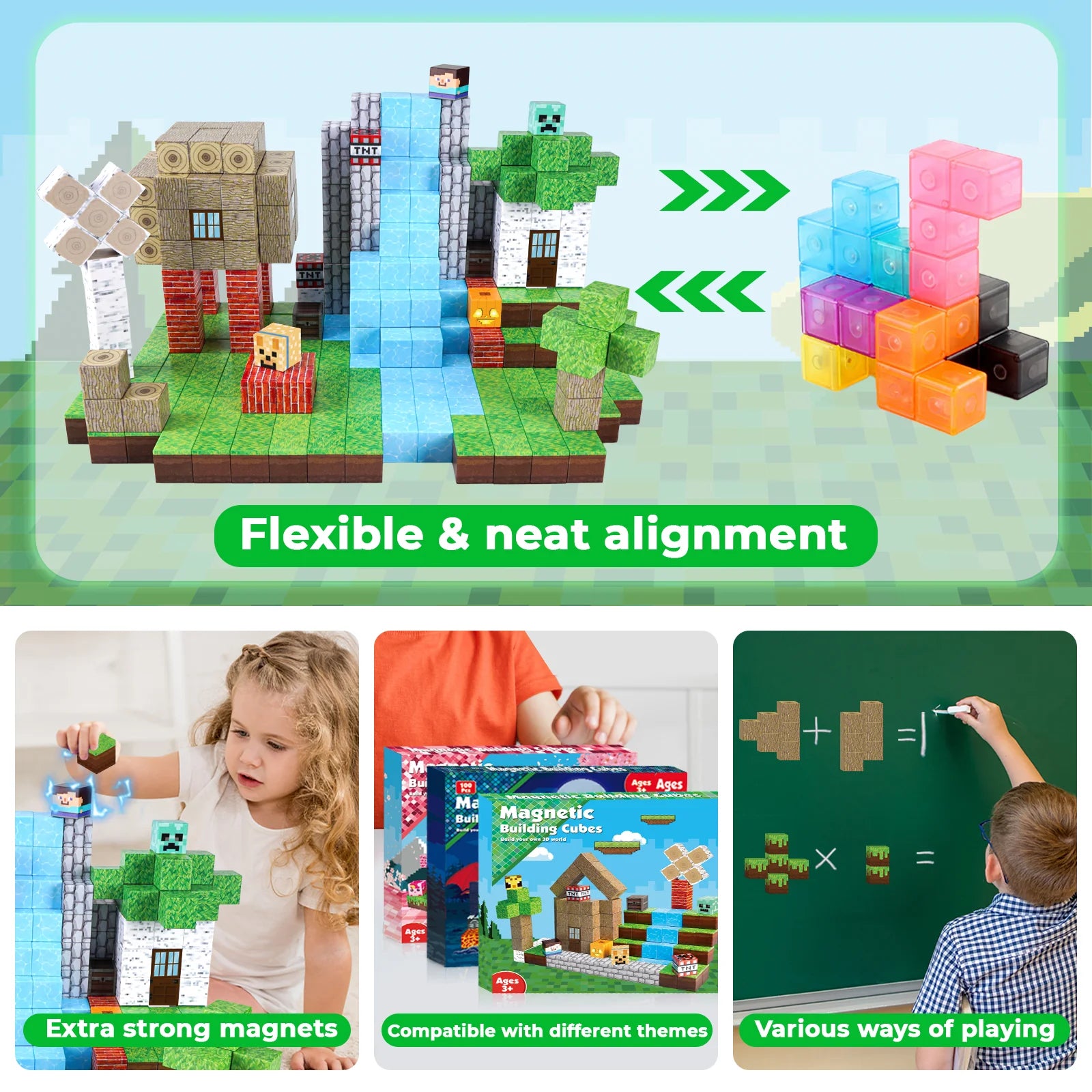 MAGNECRAFT Magnetic Blocks FOREST LIFE – 100 stuks magnetische bouwblokken STEM-speelgoed voor kinderen vanaf 3 jaar