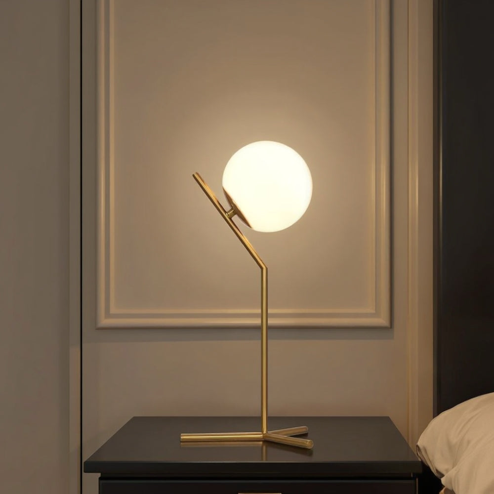 Design tafellamp Alaris, glas, metaal