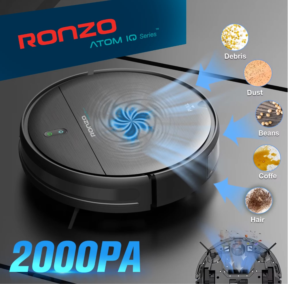 RONZO ATOM IQ Robotstofzuiger en vloerreiniger met oplaadstation