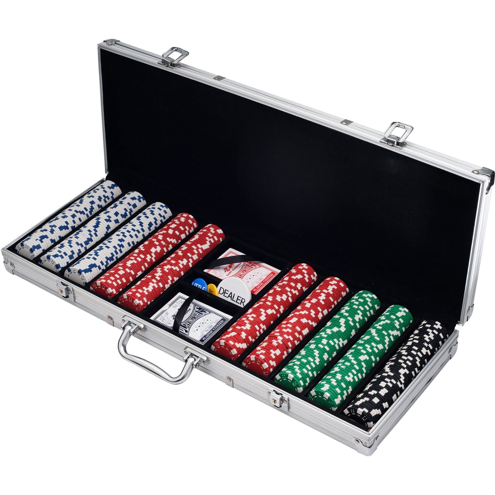 Pokerset met 500 fiches in een aluminium koffer