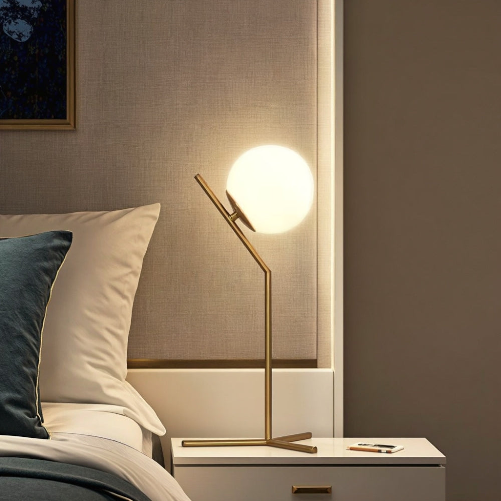 Design tafellamp Alaris, glas, metaal