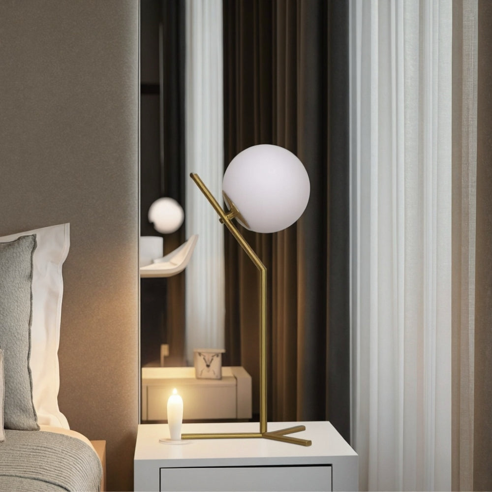 Design tafellamp Alaris, glas, metaal